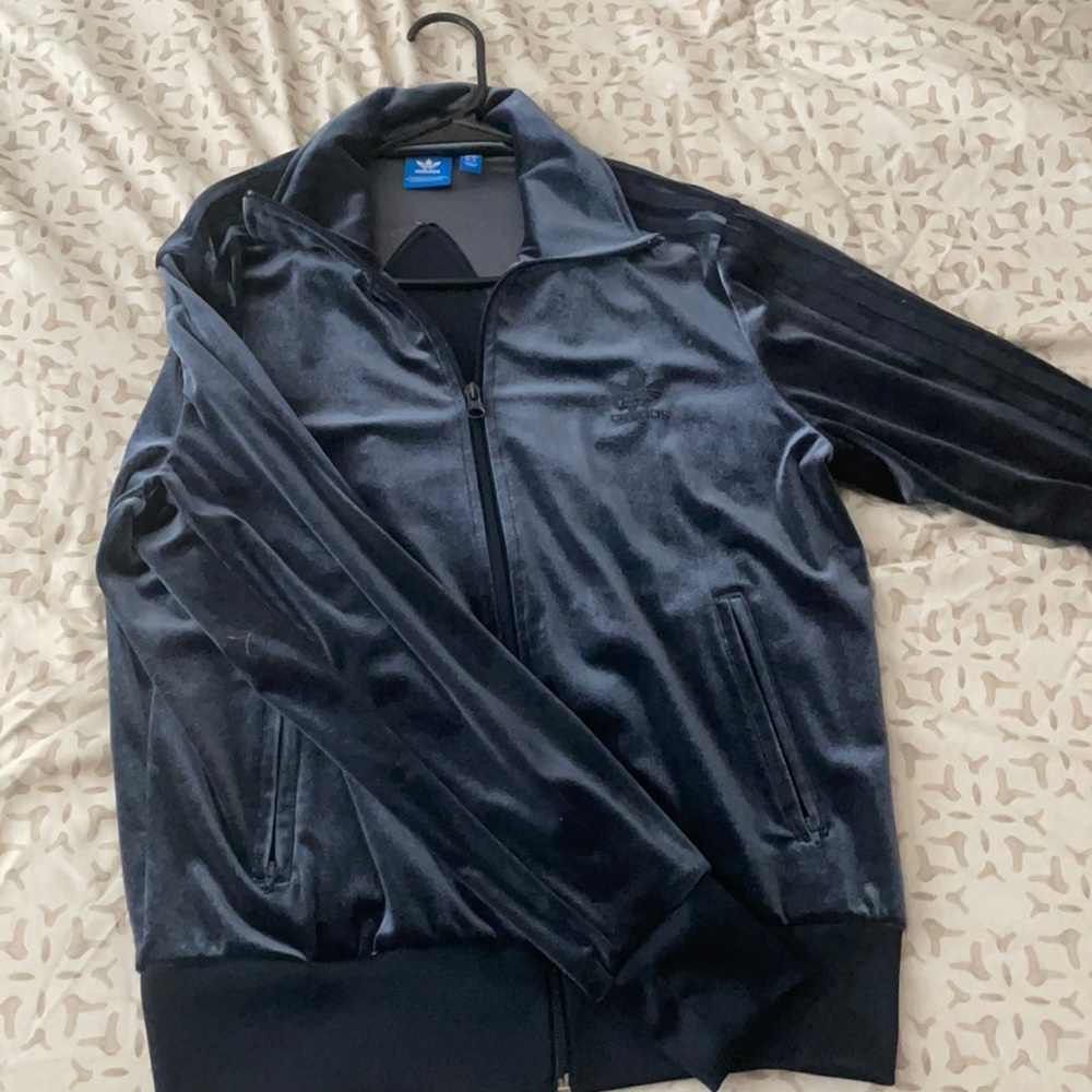 Adidas Velour Navy Blue Track Pant Suit